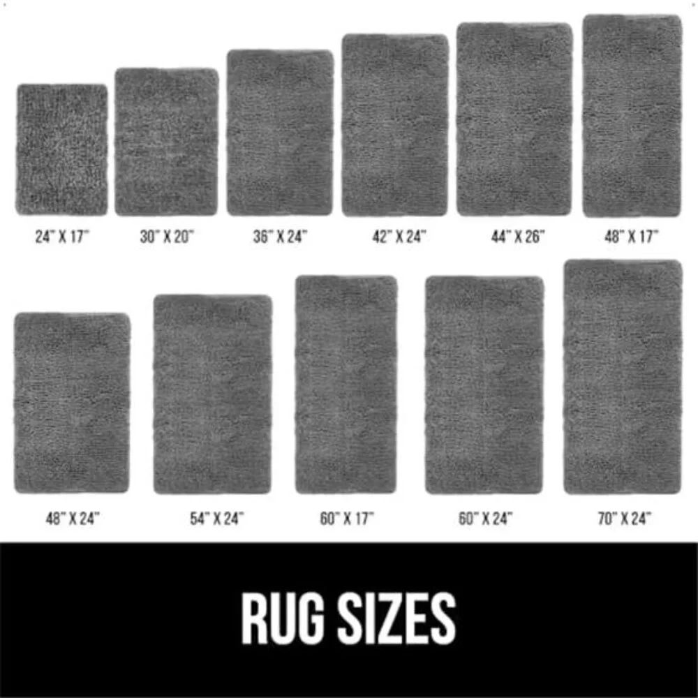 Bath Rug Mat Chenille Soft Thick Absorbent Quick Dry Rubber Backing Shower Rug
